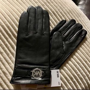 Michael kors leather gloves size M black